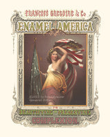 An 1866 advertising reproduction premium quality art print for Francois Gregoire Enamel of America
