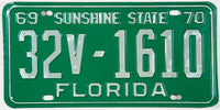 A classic 1969 - 1970 Florida trailer license plate