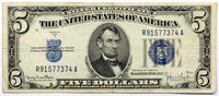 FR #1654 Series of 1934-D silver certificate in the denomination of five dollars in fine condition
