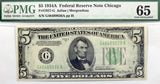 FR #1957-G 5.00 FRN Series 1934A from the Chicago Federal Reserve Bank graded PMG 65