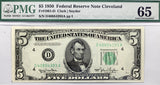 A FR #1961-D 1950 series five dollar United States Federal Reserve Note graded by PMG at 65 Gem Uncirculated for sale by Brandywine General Store