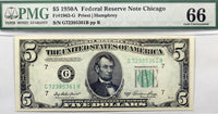 FR #1962-G Five Dollar bill 1950-A series from the Chicago Federal Reserve Bank graded PMG 66