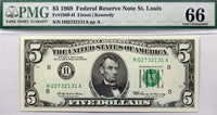 FR #1969-H 1969 series five dollar federal reserve note from St. Louis graded PMG 66