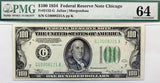 FR #2152-G series of 1934 FRN note from the Chicago Federal Reserve Bank in the denomination of one hundred dollars graded PMG 64 choice uncirculated