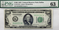 FR #2152-K Series of 1934 FRN note from the Federal Reserve Bank in Dallas Texas in the denomination of one hundred dollars graded PMG 63