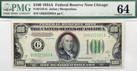 FR #2153-G Series of 1934 A FRN from the Chicago Illinois federal reserve bank in the denomination of one hundred dollars graded PMG 64 choice uncirculated