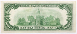 Reverse side of a FR #2155-H one hundred dollar banknote grading crisp extra fine