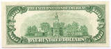 Reverse of FR2157L* One Hundred Dollar Federaral Resevere Note in choice extra fine condition and also is a mule note
