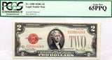 A series of 1928G two dollar legal tender note Fr #1508 for sale by Brandywine General Store certified by PCGS at Gem New 65 PPQ