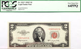 Fr 1512* series 1953C two dollar legal tender US Treasury note graded PCGS 64 PPQ