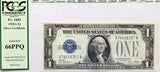 A 1928A FR #1601 One Dollar Silver Certificate professionally certified by PCGS at Gem New 66 PPQ for sale by Brandywine General Store