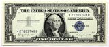 Fr #1621* series of 1957-B silver certificate Star Note in the denomination of one dollar in choice uncirculated condition