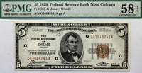 A FR #1850-G 1929 Federal Reserve Bank Note from the Chicago Illinois district for sale by Brandywine General Store certified by PMG at 58 EPQ
