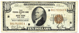 FR #1860-B Series of 1929 Federal Reserve Bank Notes from NY in the denomination of ten dollars in F-VF condition