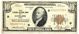 FR #1860-D Series of 1929 Cleveland Federal Reserve Bank note in the denomination of ten dollars grading Fine