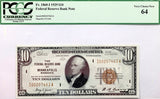 A scarce FR #1860-I 10.00 Federal Reserve Banknote from the district of Minneapolis graded PCGS 64 Very Choice New