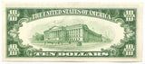 FR# 2009-B series of 1934D federal reserve note in the denomination of ten dollars from the New York Federal Reserve Bank in almost uncirculated condition Reverse
