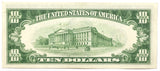 FR# 2009-B series of 1934D federal reserve note in the denomination of ten dollars from the New York Federal Reserve Bank in almost uncirculated condition Reverse