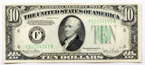 FR #2009-F Series of 1934-D federal reserve note in the denomination of ten dollars from the Federal Reserve Bank of Atlanta grading almost uncirculated