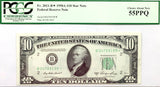 FR #2011-B Series of 1950-A FRN star note from the Federal Reserve Bank in the New York district in the denomination of ten dollars graded PCGS 55 PPQ