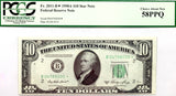 FR #2011-B Series of 1950-A FRN star note from the Federal Reserve Bank in the New York district in the denomination of ten dollars graded PCGS 58 PPQ