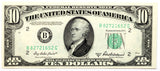 FR #2012-B Series 1950-B federal reserve note in the denomination of ten dollars from the New York Federal Reserve Bank in choice crisp uncirculated condition