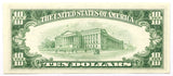 FR #2012-B Series 1950-B federal reserve note in the denomination of ten dollars from the New York Federal Reserve Bank reverse side