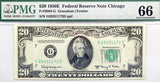 FR #2064-G Series of 1950-E FRN note from the Federal Reserve Bank of Chicago Illinois in the denomination of twenty dollars graded PMG 66 gem uncirculated
