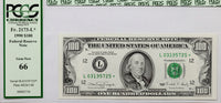 A FR #2173-L Series of 1990 FRN star 100 dollar note from the Federal Reserve Bank in San Fransisco grading PCGS 66 Gem New