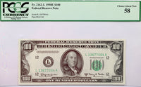 A FR #2162-L Series of 1950D 100 Dollar FRN note from the San Fransisco Federal Reserve Bank graded PCGS 58