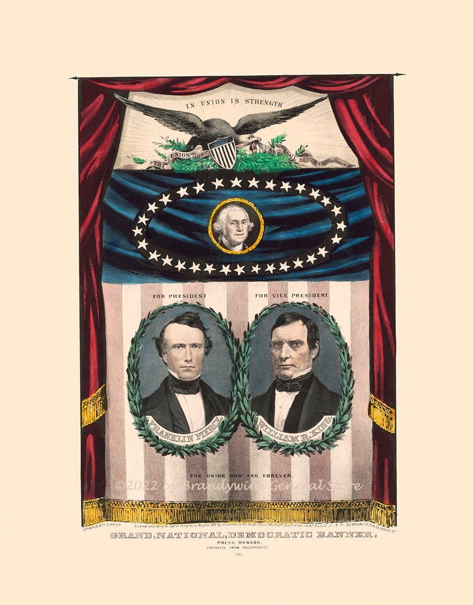 1852 Franklin Pierce Campaign Poster Brandywine General Store