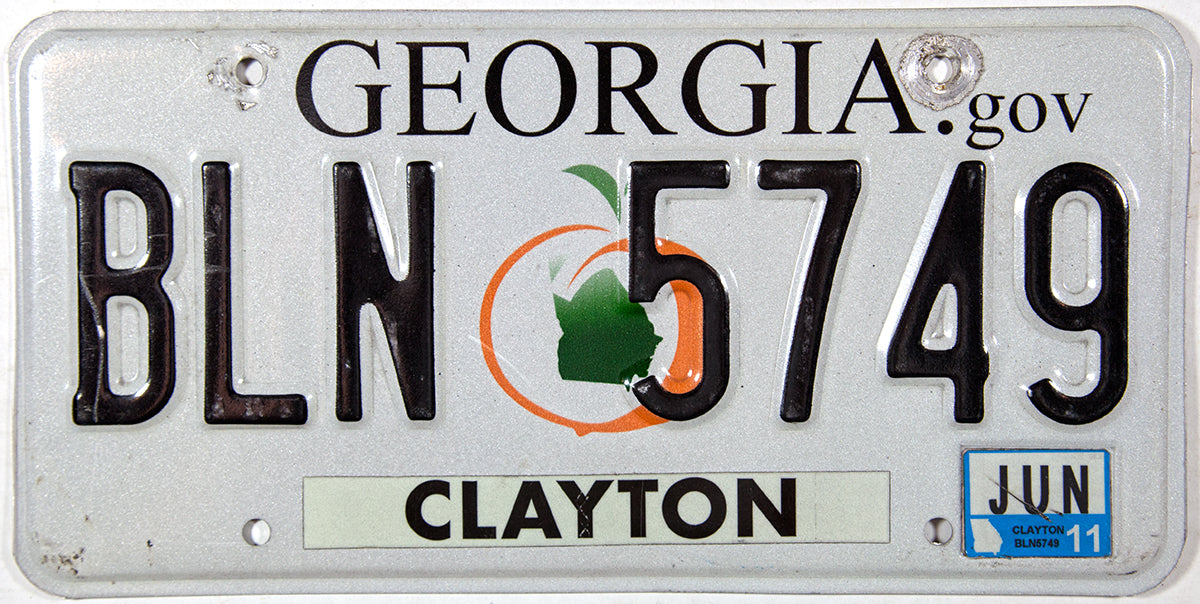 A 2011 Georgia passenger car license plate with .gov
