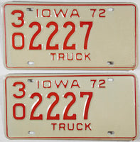 1972 Iowa Truck License Plates