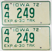 A pair of NOS 1972 Iowa Truck License Plates
