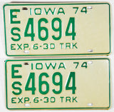 1974 Iowa Truck Half Year License Plates