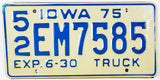 1975 Iowa Truck Half Year License Plate