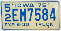 1975 Iowa Truck Half Year License Plate