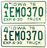 1976 Iowa Half Year Truck License Plates