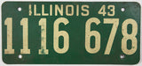 1943 Illinois Fiber Board WWII License Plate