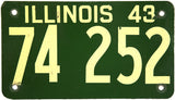 1943 Illinois License Plate Shortie Tag Excellent Minus