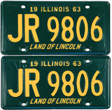 A Pair of classic 1963 Illinois car license plates for sale by Brandywine General Store in excellent plus condition