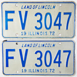 A pair of 1972 Illinois Passenger Automobile License Plates