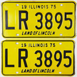 A pair of 1975 Illinois Passenger Automobile License Plates for sale by Brandywine General Store in excellent minus condition