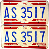 A pair of classic 1976 Illinois Car license plates for sale at Brandywine General Store very good plus condition