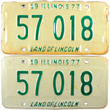 A pair of classic 1977 Illinois Passenger Automobile License Plates for sale by Brandywine General Store in very good minus condition
