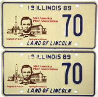 1989 Illinois Mid America Plate Association License Plates