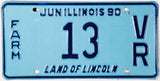 1990 Illinois farm license plates DMV #13-VG
