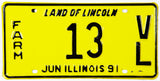 1991 Illinois farm license plates DMV #13-VL