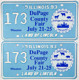 A pair of 1993 DuPage County Fair Special Event License Plates from Illinois commemorating the Agricultural Industry of DuPage County for sale by Brandywine General Store