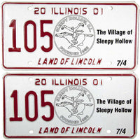 A pair of NOS 2001 Illinois The Village of Sleepy Hollow Special Event License Plates for sale by Brandywine General Store in unused near mint condition